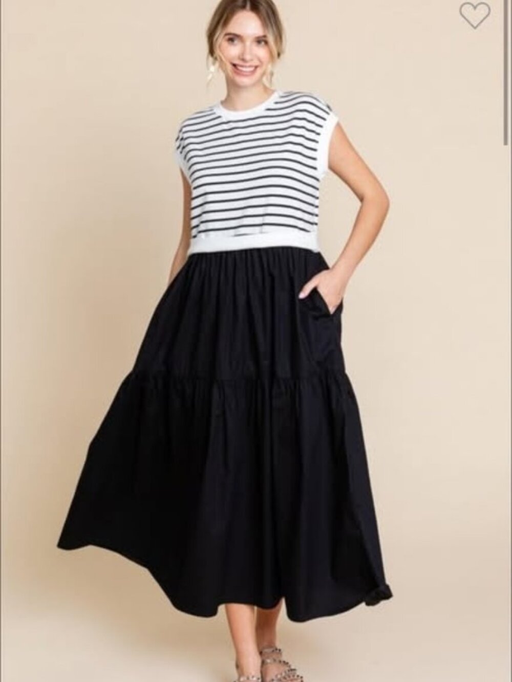 JODIFL Striped White & Black Tank Dress Oversized, Size M